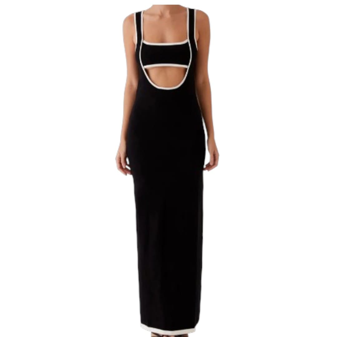 ROBE LONGUE DE QUALITÉ NOIR ET BLANCHE PEPPERMAYO MEDIUM / LARGE