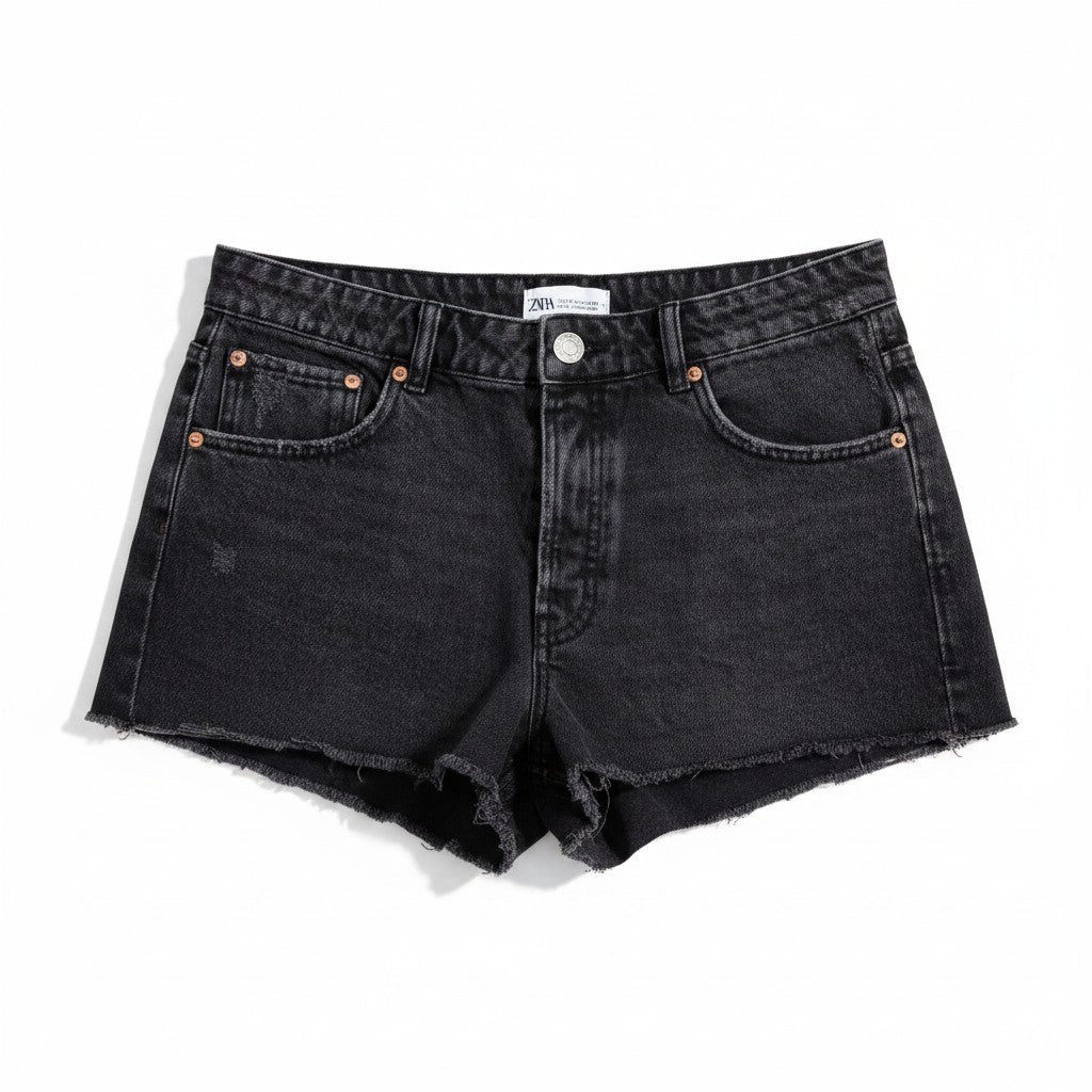 SHORTS EN JEANS TAILLE HAUTE NOIR ZARA SMALL