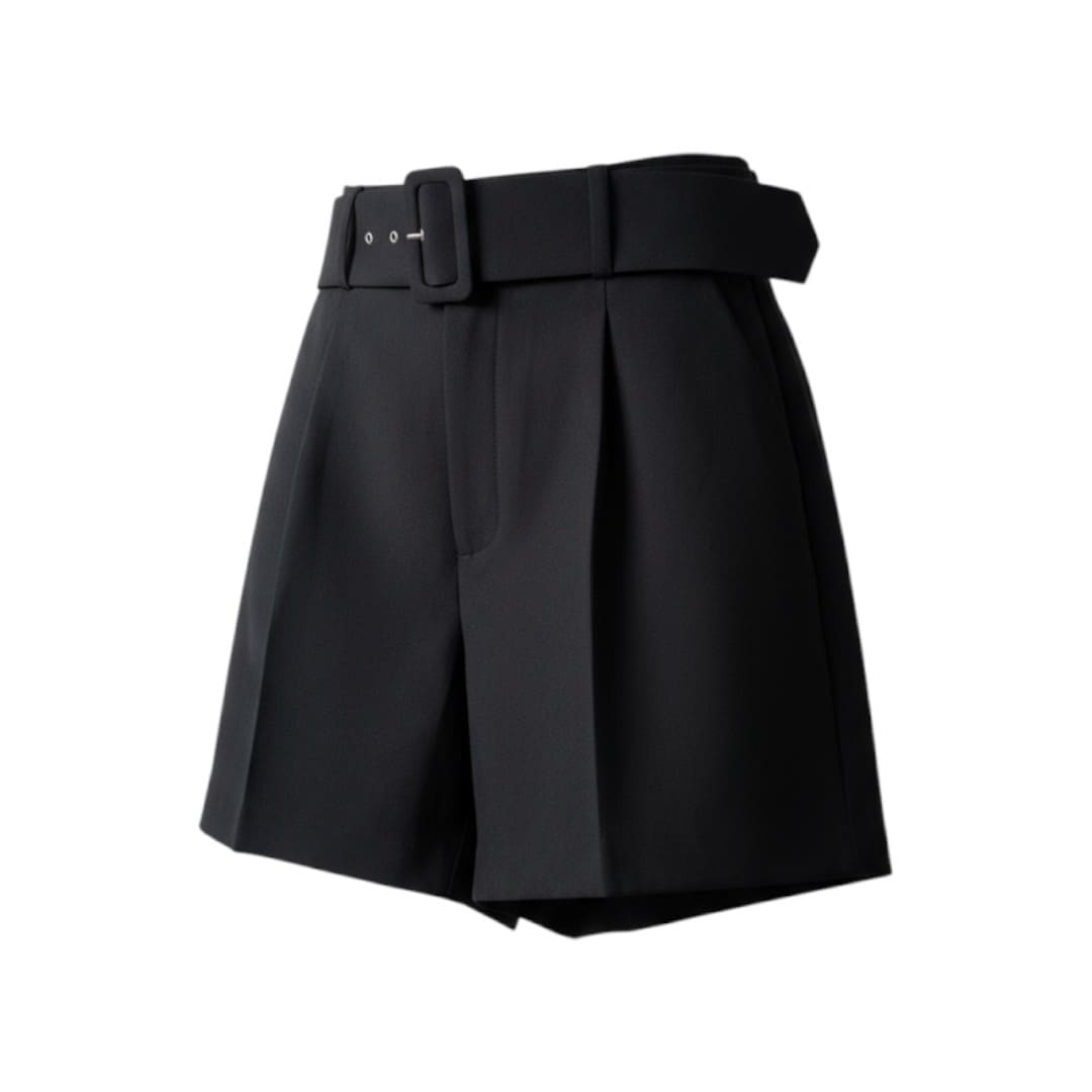 SHORTS NOIR TAILLE HAUTE AVEC CEINTURE ZARA MEDIUM