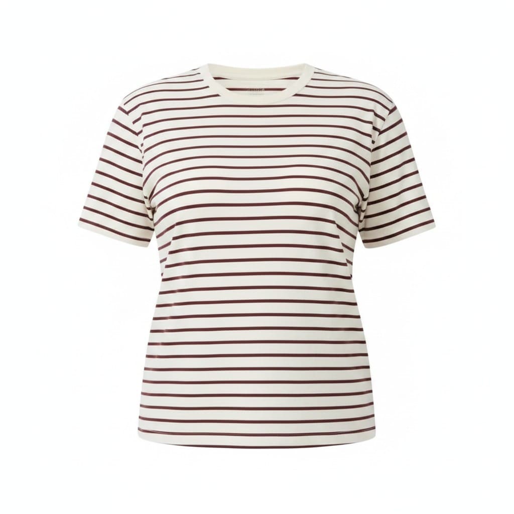T-SHIRTS BLANC LIGNÉ MARRON OVERSIZED X-SMALL