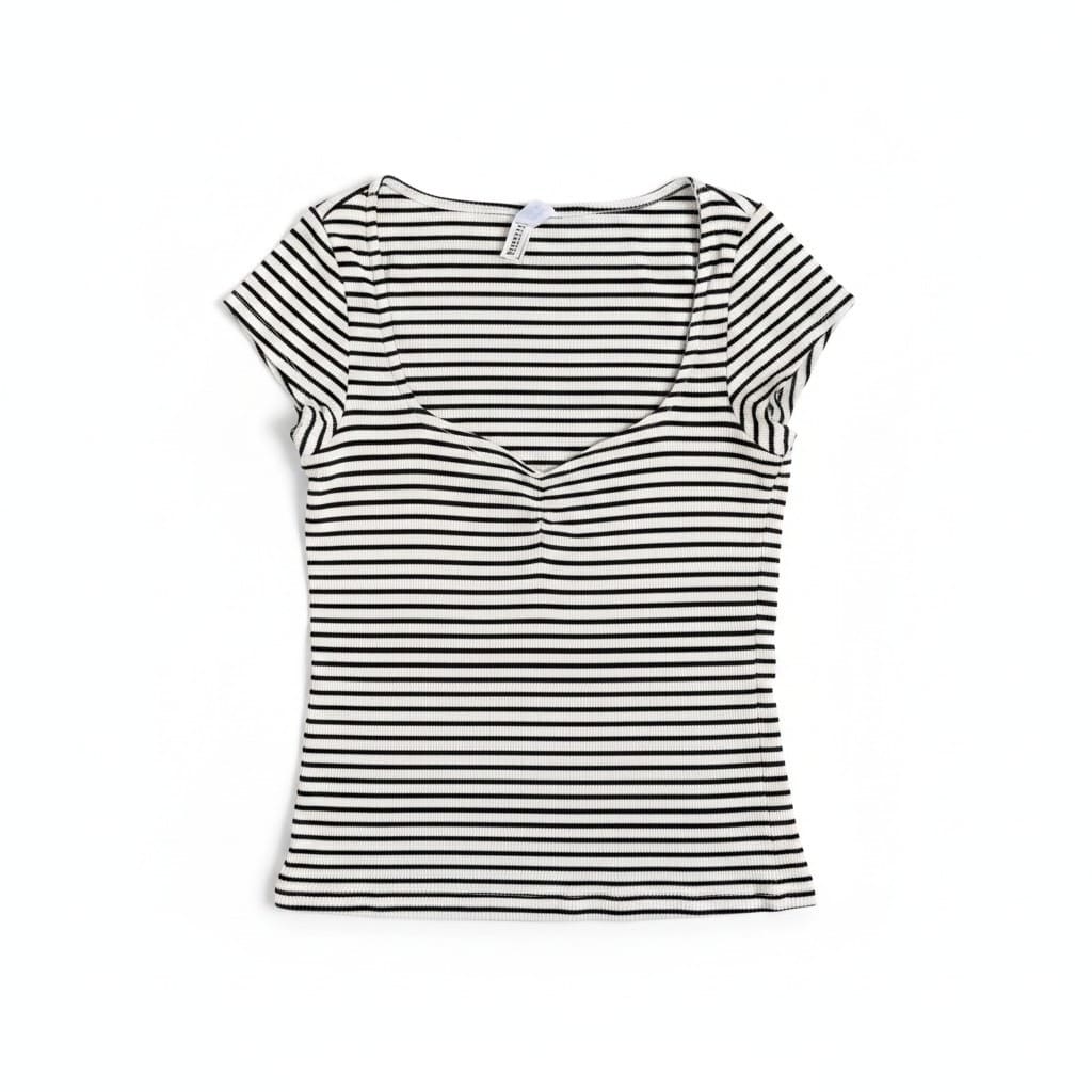 T-SHIRTS LIGNÉ MARRON ET BLANC H&M SMALL