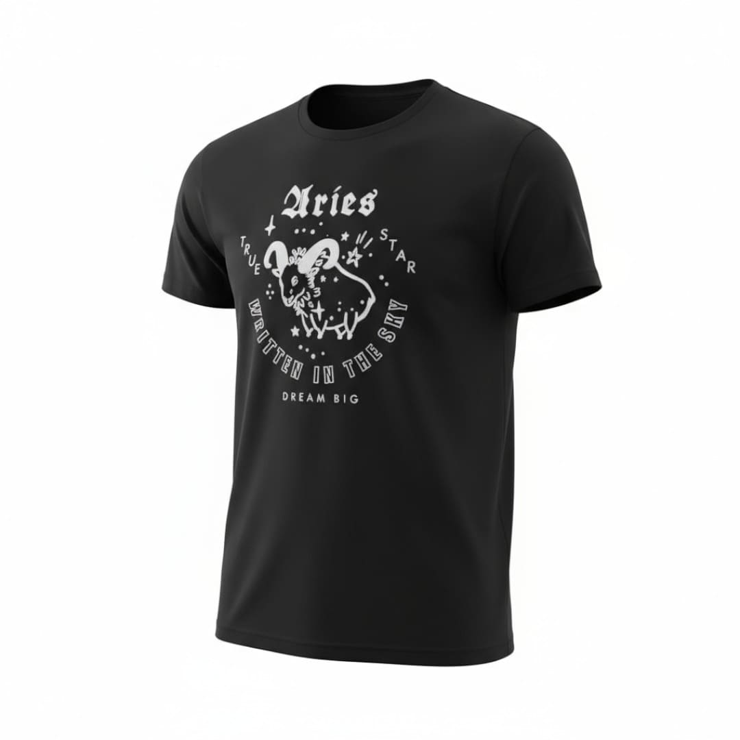 T-SHIRTS NOIR H&M "ARIES" SMALL