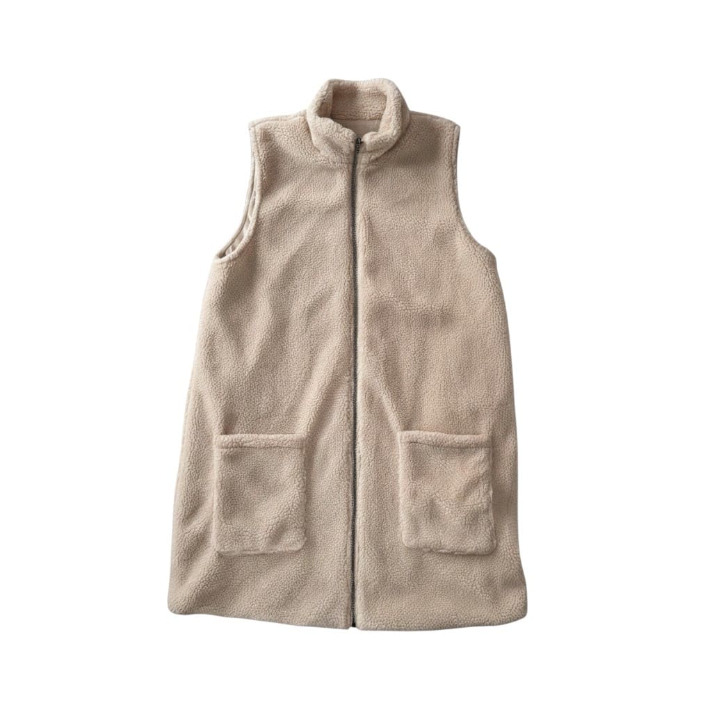 VESTE SANS MANCHES EN MOUMOU BEIGE SMALL / MEDIUM