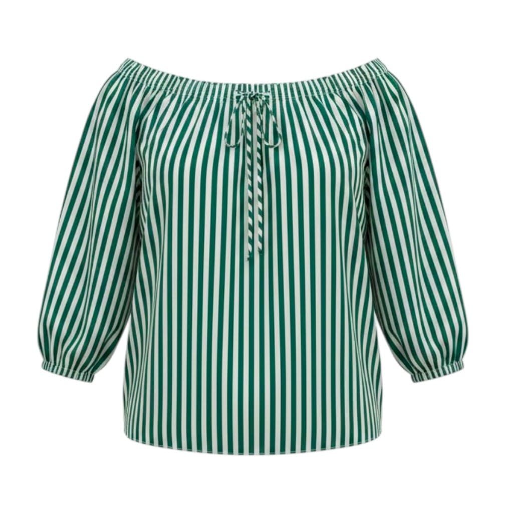 BLOUSE BLANCHE LIGNÉ VERT H&M SMALL / MEDIUM