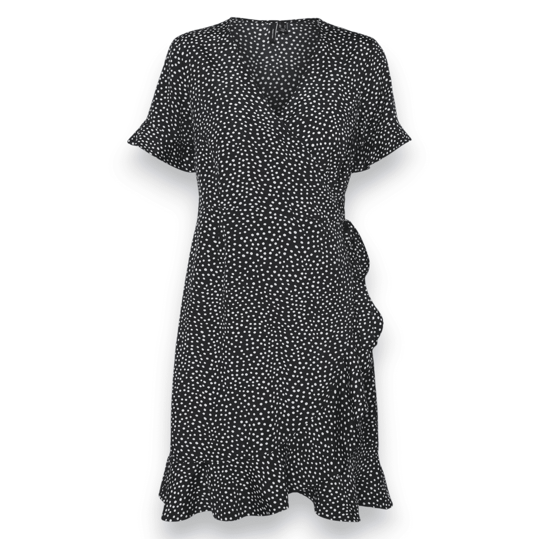 ROBE PORTEFEUILLE NOIR AVEC POINTS BLANCS VERO MODA MEDIUM