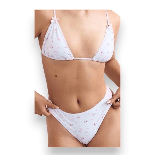 BIKINI BLANC AVEC FLEURS ROSE NEUF MODEL LAURA NICKY ALISON SWIMWEAR X-SMALL
