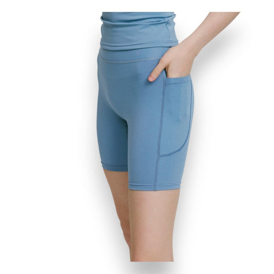 BIKER SHORTS DE SPORTS NEUF BLEU AVEC POCHES WREN ACTIVEWEAR MEDIUM