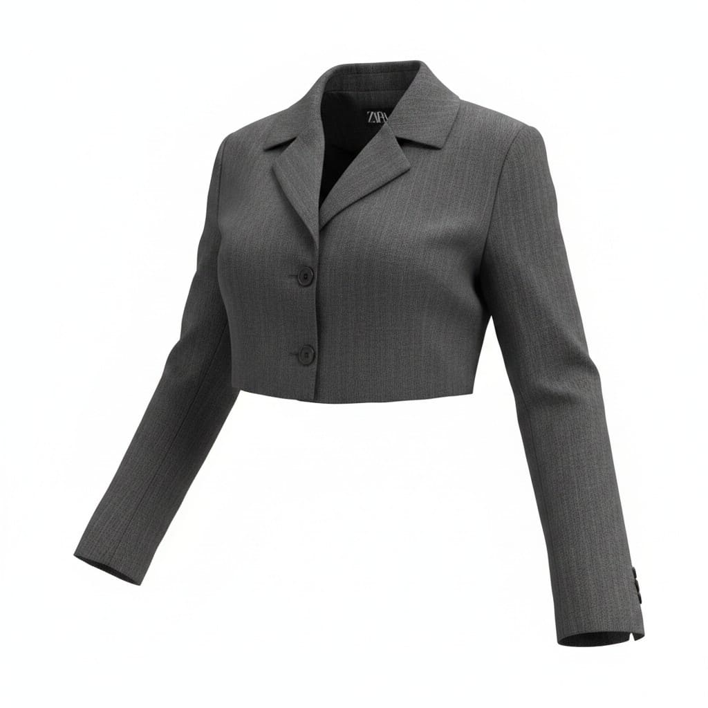BLAZER CROP GRIS ZARA MEDIUM