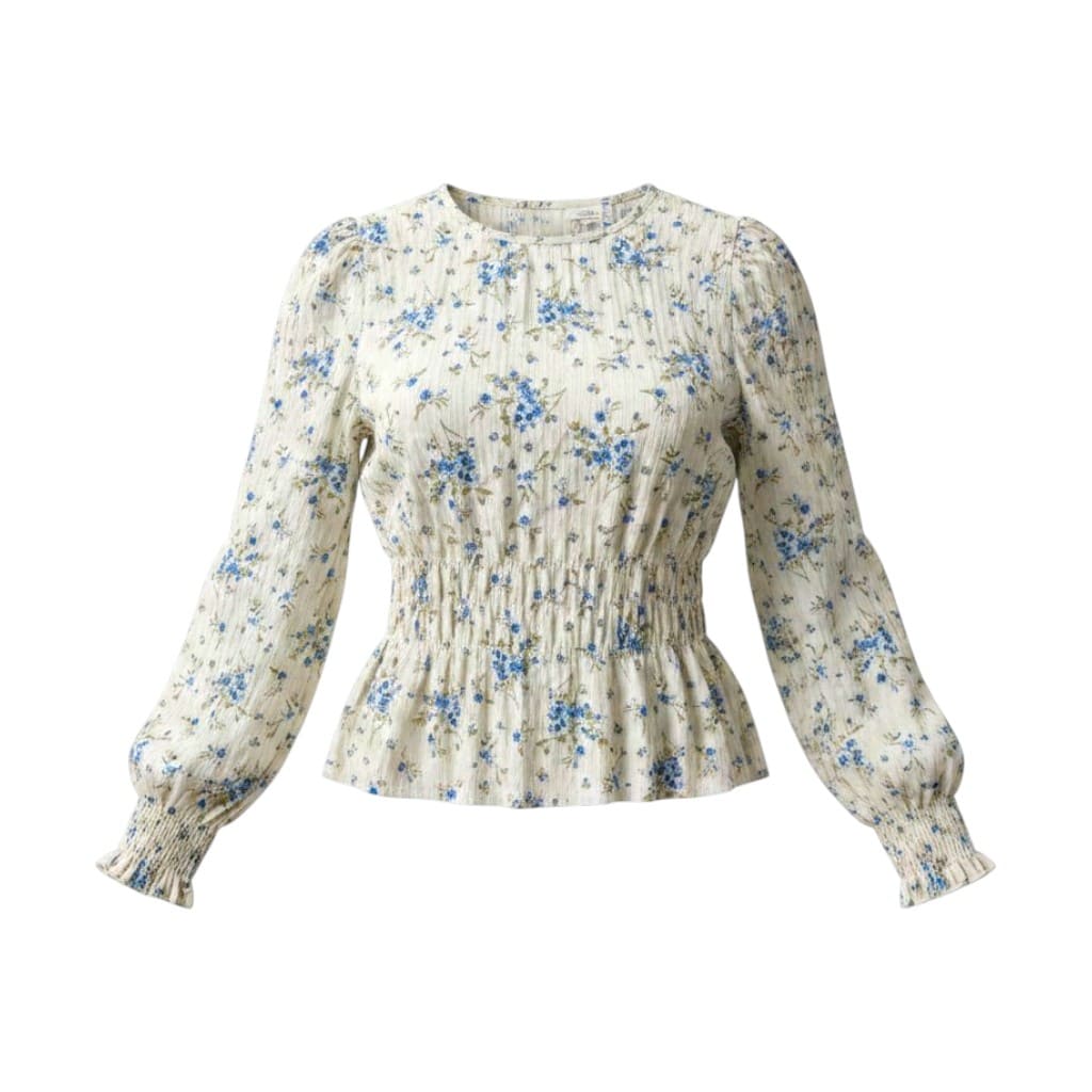 BLOUSE BLANCHE AVEC FLEURS BLEUES SMALL