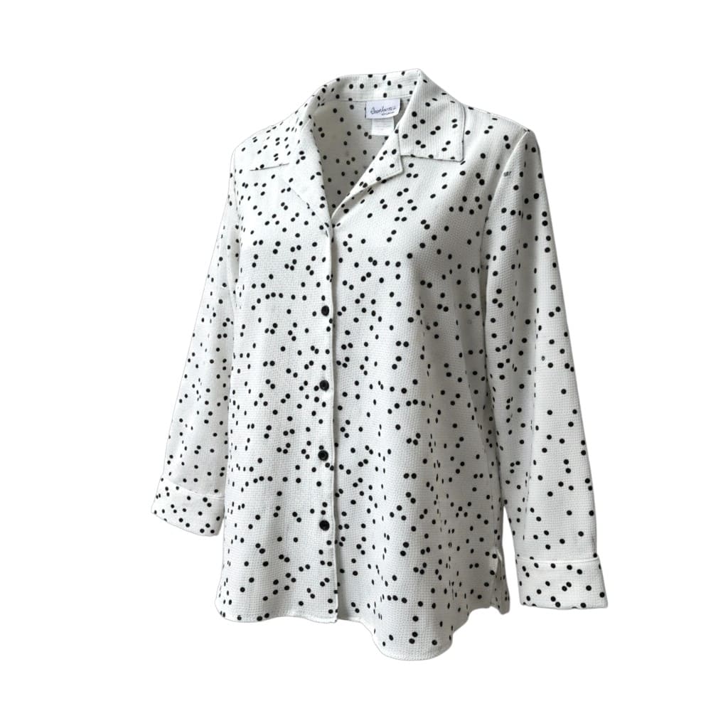 BLOUSE BLANCHE AVEC POINTS NOIRS LARGE