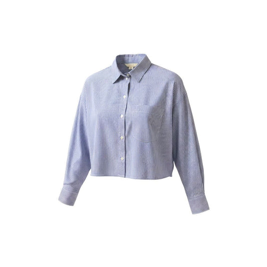 BLOUSE BLEU LIGNÉ BLANC CROP H&M MEDIUM