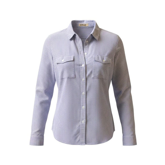 BLOUSE BLEU PÂLE LIGNÉ BLANC GARAGE LARGE