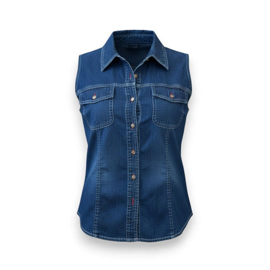 BLOUSE EN DENIM SANS MANCHES SMALL