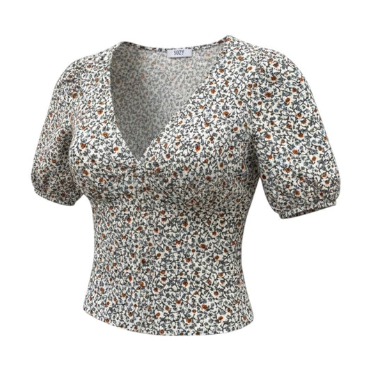 BLOUSE FLORAL COL V SUZY SHIER SMALL