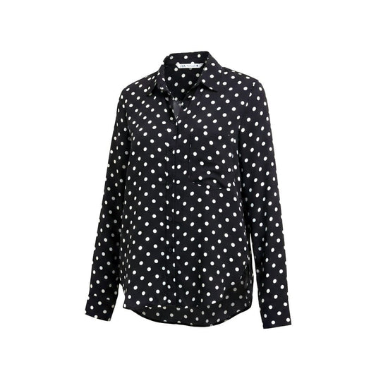 BLOUSE LÉGÈRE BLEU MARIN POINTS BLANCS ZARA X-SMALL