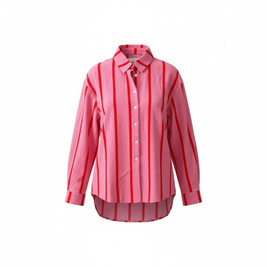BLOUSE MANCHES LONGUES ROSE LIGNÉ ROUGE MEDIUM