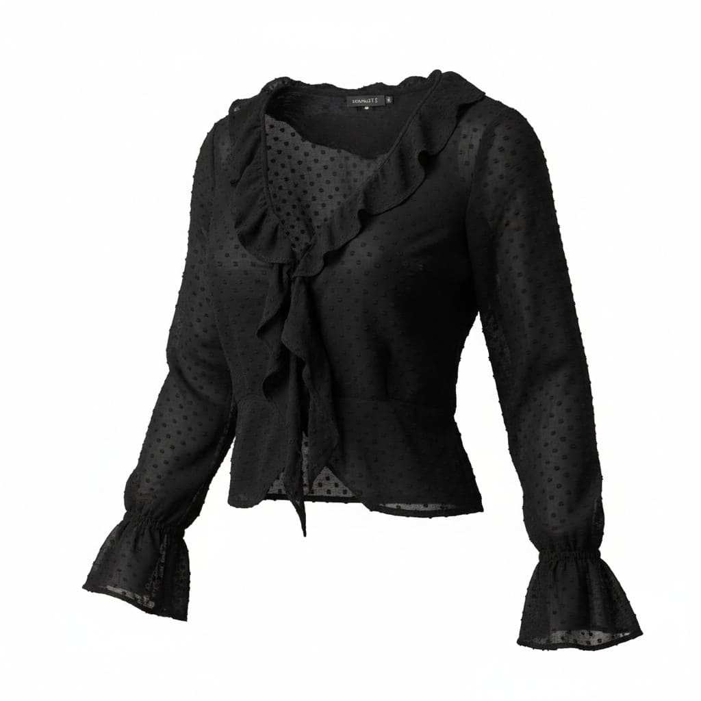 BLOUSE MANCHES LONGUES TRANSPARENT AVEC POINTS NOIR DYNAMITE X-SMALL