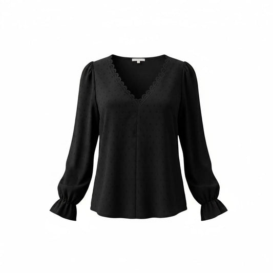 BLOUSE NOIR POINT NOIRS COL V MEDIUM