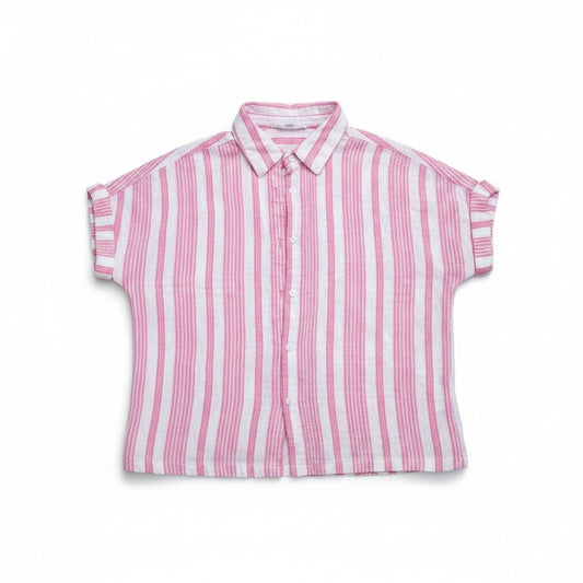 BLOUSE ROSE LIGNÉ BLANC SMALL