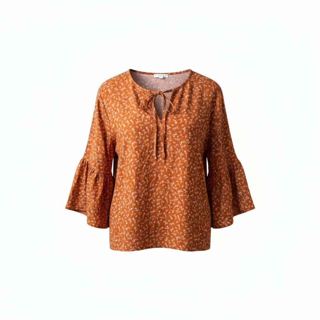 BLOUSE MANCHES LONGUES ORANGE AVEC DES FLEURS ARDENE MEDIUM
