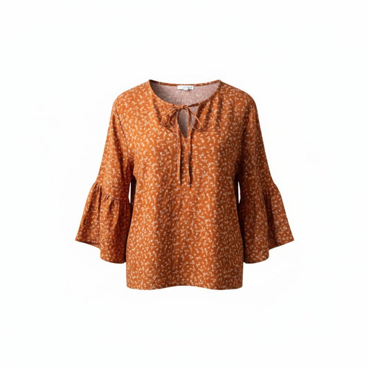 BLOUSE MANCHES LONGUES ORANGE AVEC DES FLEURS ARDENE MEDIUM