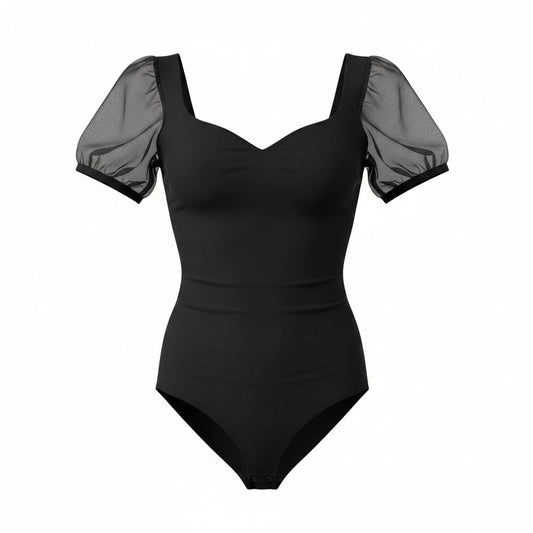 BODYSUITS T-SHIRTS NOIR DYNAMITE MANCHE FROUFROU X-SMALL