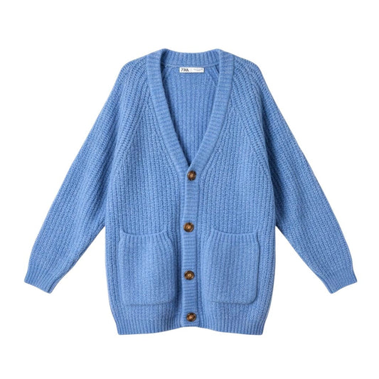 CARDIGAN OVERSIZED BLEU ZARA MEDIUM