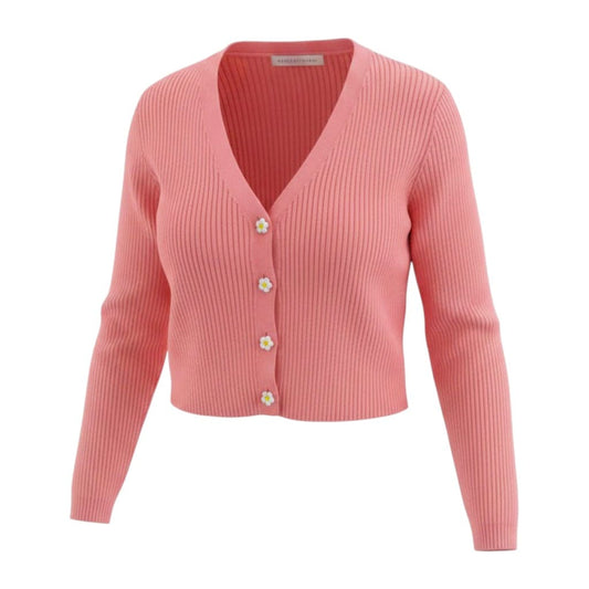 CARDIGAN ROSE COL V ROSE LARGE