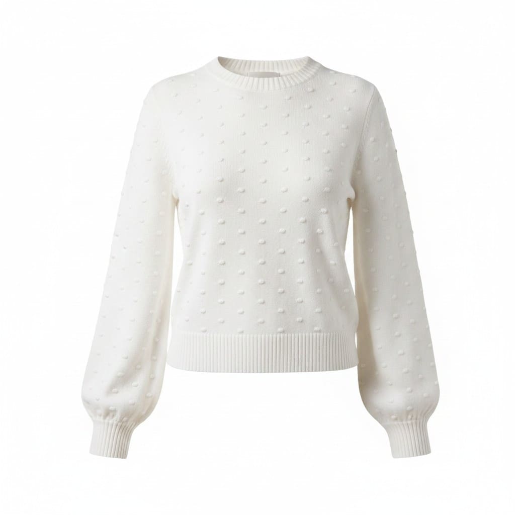 CHANDAIL MANCHES LONGUES NEUF BLANC AVEC PICOTS BLANC SIMONS LARGE