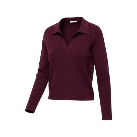 CHANDAIL MANCHES LONGUES BOURGOGNE COL V MANGO LARGE