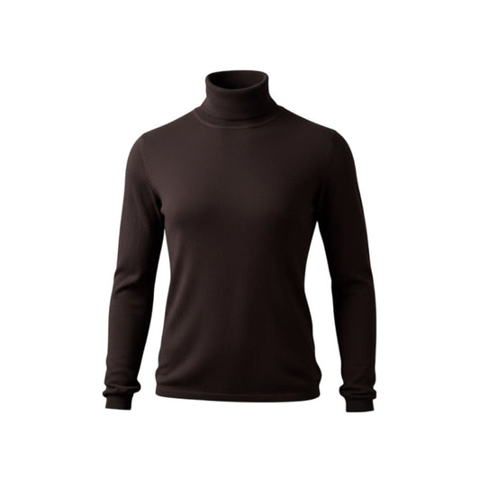 CHANDAIL MANCHES LONGUES COL ROULÉ MARRON ICHI SMALL