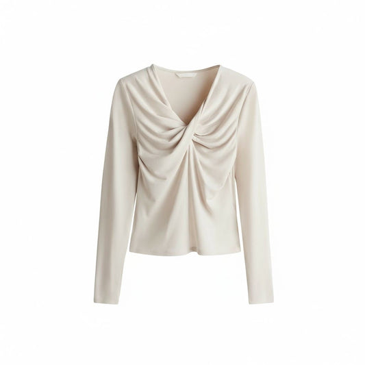 CHANDAIL MANCHES LONGUES CRÈME COL H&M SMALL