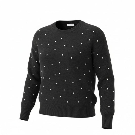 CHANDAIL MANCHES LONGUES NOIR AVEC POINTS BLANCS SMALL