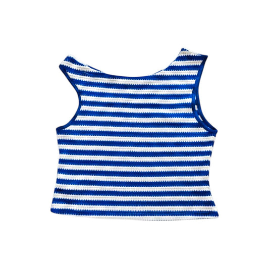 CROP CAMISOLE BLEU LIGNÉ BLANC MEDIUM