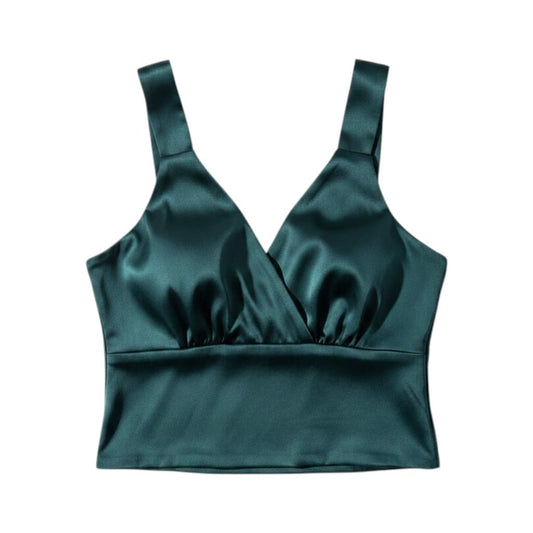CROP CAMISOLE VERT FORET STYLE SATIN RW&CO SMALL