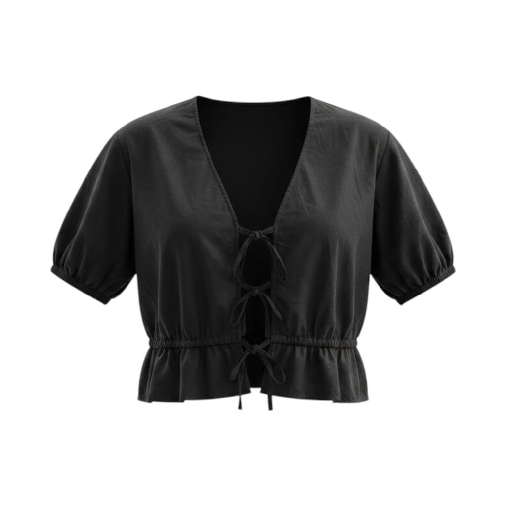 CROP T-SHIRTS NOIR AVEC BOUCLES FRANK AND OAK LARGE