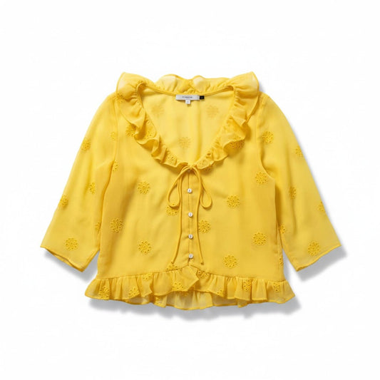 CROP TOP BLOUSE JAUNE ZARA X-SMALL