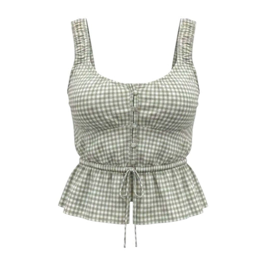 CROP TOP CAMISOLE CARRAUTÉ VERT ET BLANC GUESS MEDIUM