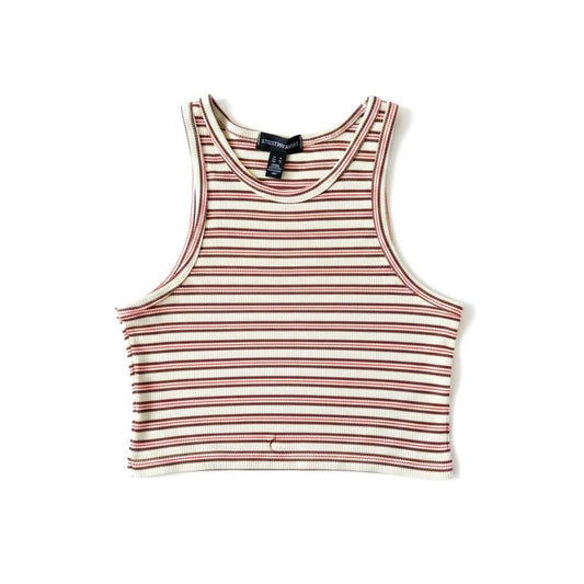 CROP TOP CAMISOLE LIGNÉ MARRON ET ROSE BLANC SMALL