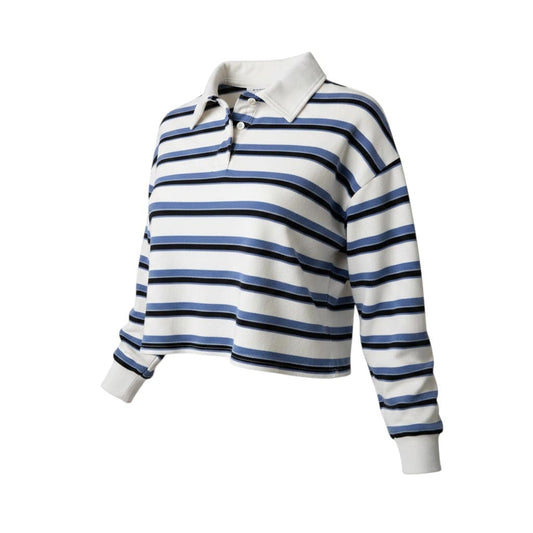 CROP TOP MANCHES LONGUES BLANC LIGNÉ BLEU MEDIUM