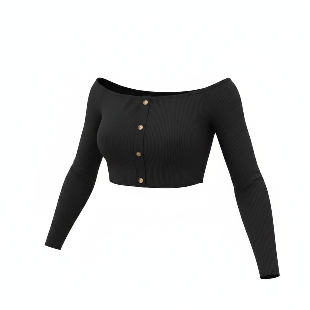 CROP TOP NOIR AUX ÉPAULES SMALL