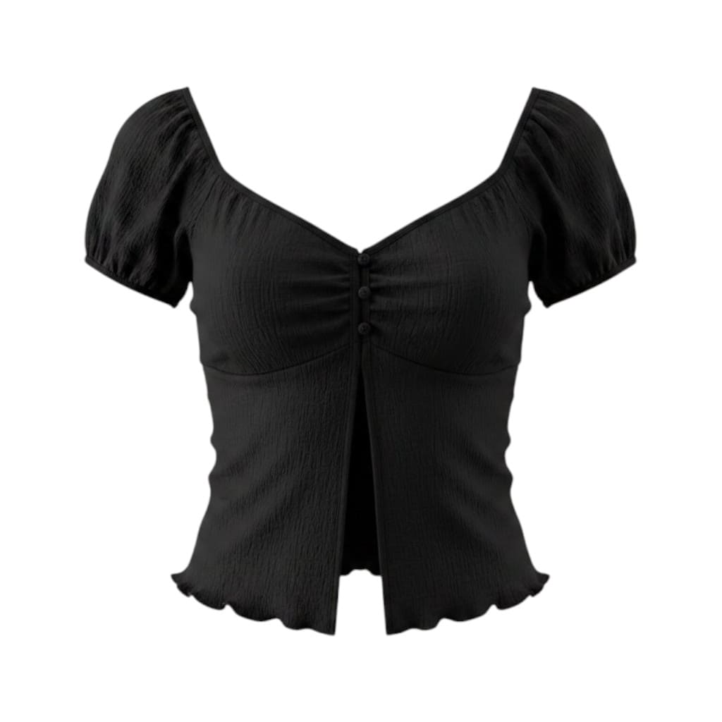 CROP TOP NOIR OUVERTURE DEVANT X-SMALL