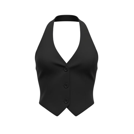 CROP TOP NOIR STYLE BLAZER NOIR SIMONS DOS OUVERT SMALL / MEDIUM