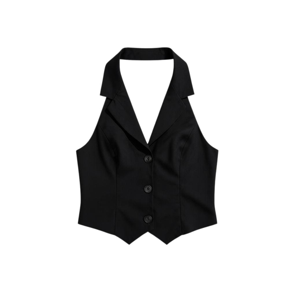 CROP TOP NOIR STYLE BLAZER NOIR SIMONS DOS OUVERT SMALL / MEDIUM
