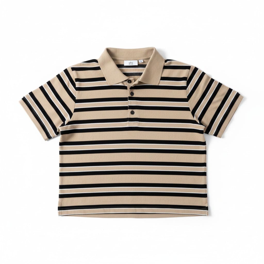 CROP TOP T-SHIRTS MARRON LIGNÉ NOIR SMALL