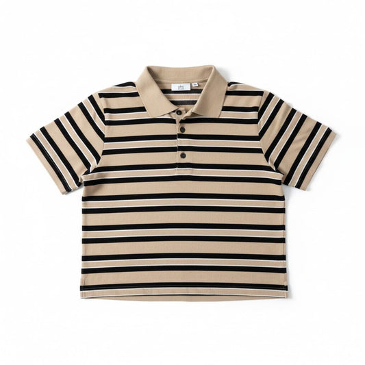 CROP TOP T-SHIRTS MARRON LIGNÉ NOIR SMALL