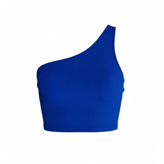 CROP TOP UNE MANCHE BLEU LARGE