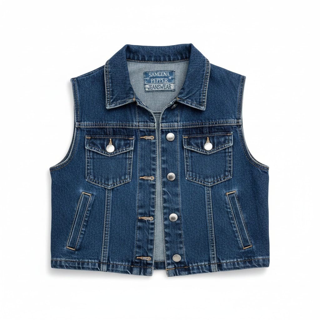 HAUT CROP EN JEANS SANS MANCHES SMALL