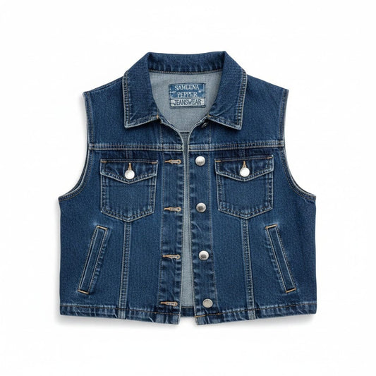 HAUT CROP EN JEANS SANS MANCHES SMALL