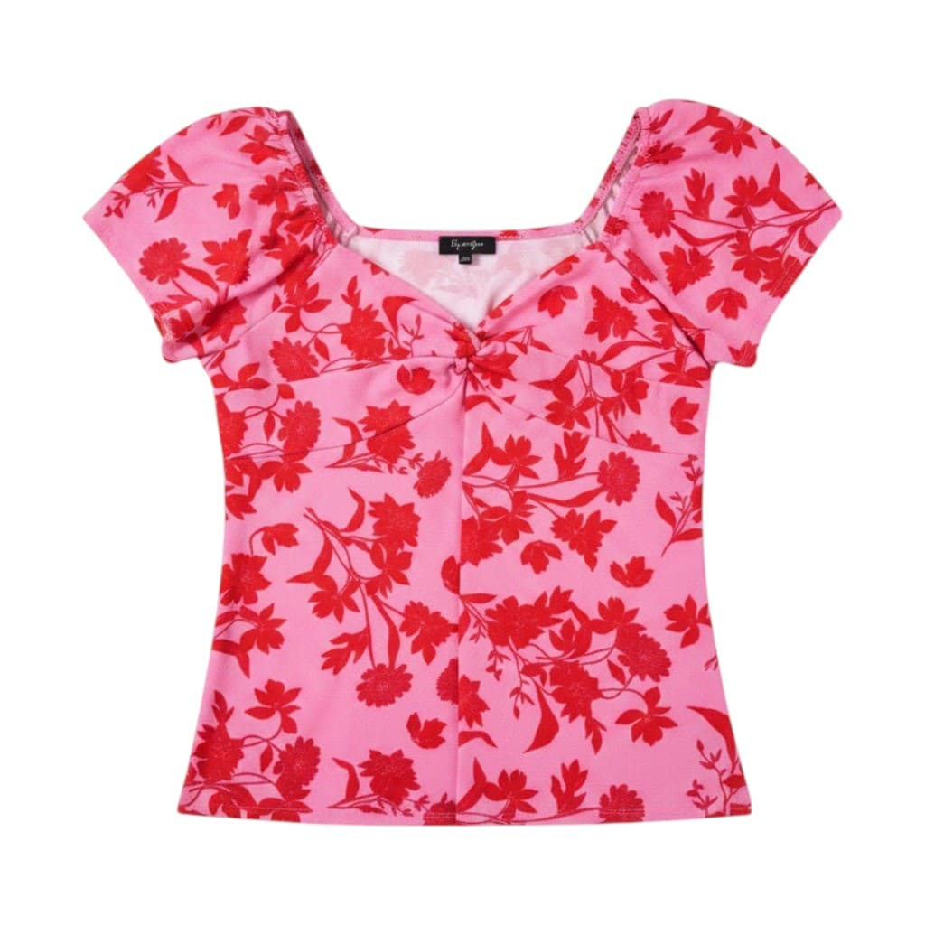 HAUT ROSE AVEC FLORAL ROUGE X-LARGE